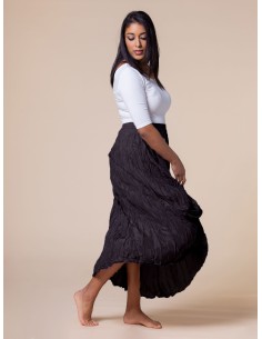 GONNA IN PURA SETA "DETTE" - NERO