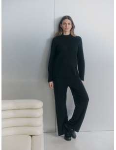 MAGLIONE A COSTINA IN 100% LANA MERINO BIOLOGICA GOTS - NERO 2