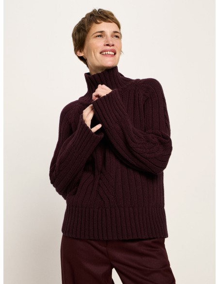 MAGLIONE OVERSIZE TRECCE IN LANA E COTONE BIO