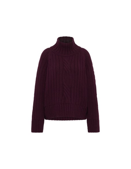 MAGLIONE OVERSIZE TRECCE IN LANA E COTONE BIO