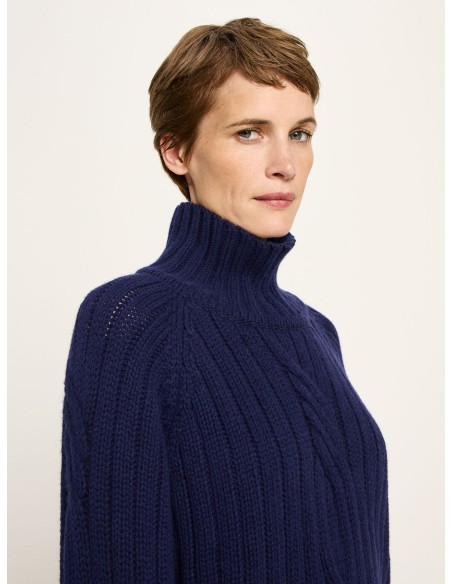 MAGLIONE OVERSIZE TRECCE IN LANA E COTONE BIO