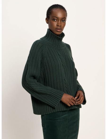 MAGLIONE OVERSIZE TRECCE IN LANA E COTONE BIO