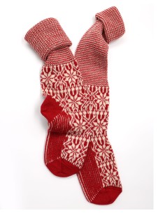 CALZINO NORVEGESE LUNGO IN 100% LANA  - ROSSO