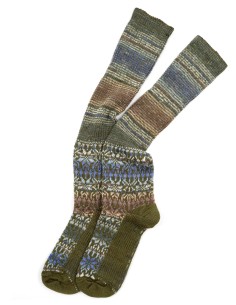 CALZINO NORVEGESE LUNGO IN 100% LANA  - VERDE