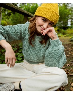 MAGLIONE CROP IN LANA IRLANDESE "HONEY" - SALVIA