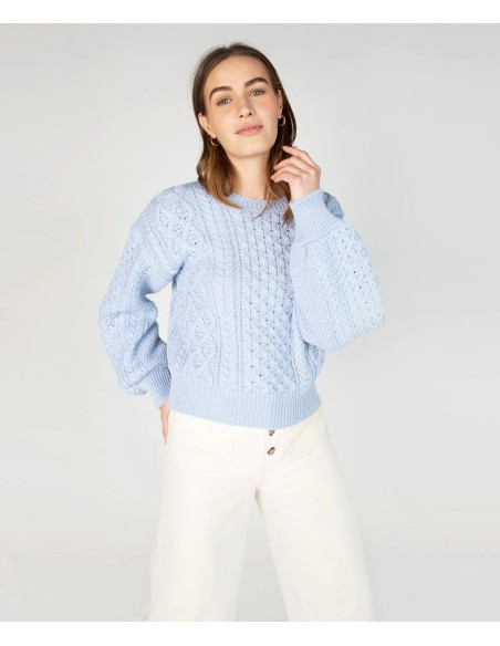 MAGLIONE CROP IN LANA IRLANDESE "HONEY"