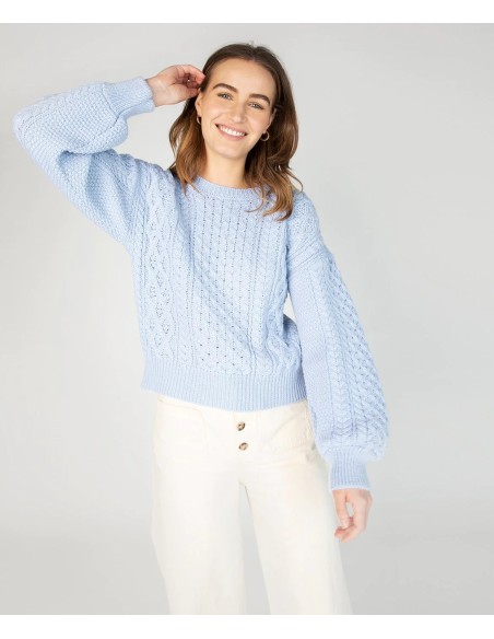 MAGLIONE CROP IN LANA IRLANDESE "HONEY"