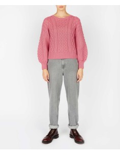 MAGLIONE CROP IN LANA IRLANDESE "HONEY" - FRAGOLA 2