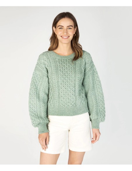 MAGLIONE CROP IN LANA IRLANDESE "HONEY"