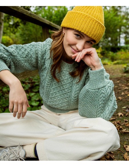 MAGLIONE CROP IN LANA IRLANDESE "HONEY"