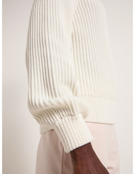 MAGLIONE IN COTONE BIOLOGICO A COSTE CON COLLO ALTO