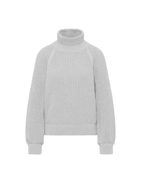 MAGLIONE IN COTONE BIOLOGICO A COSTE CON COLLO ALTO