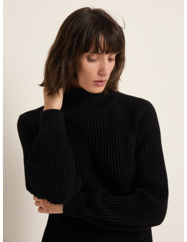 MAGLIONE IN COTONE BIOLOGICO A COSTE CON COLLO...