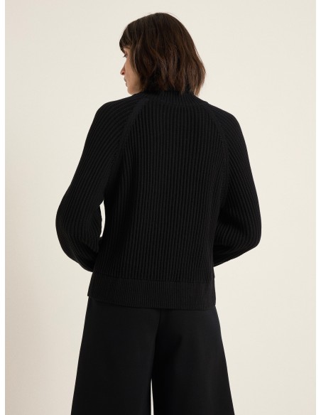 MAGLIONE IN COTONE BIOLOGICO A COSTE CON COLLO ALTO