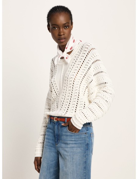 MAGLIONE DONNA IN COTONE BIOLOGICO TRAFORATO 