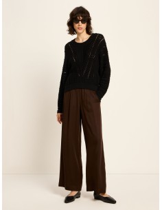 MAGLIONE DONNA IN COTONE BIOLOGICO TRAFORATO  - NERO 2