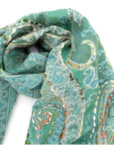 STOLA IN LANA RICAMATA 70X180 "JOY" - MENTA 2