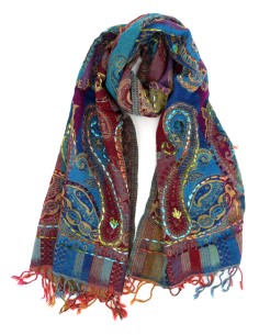 STOLA IN LANA RICAMATA 70X180 "JOY" - MULTICOLR