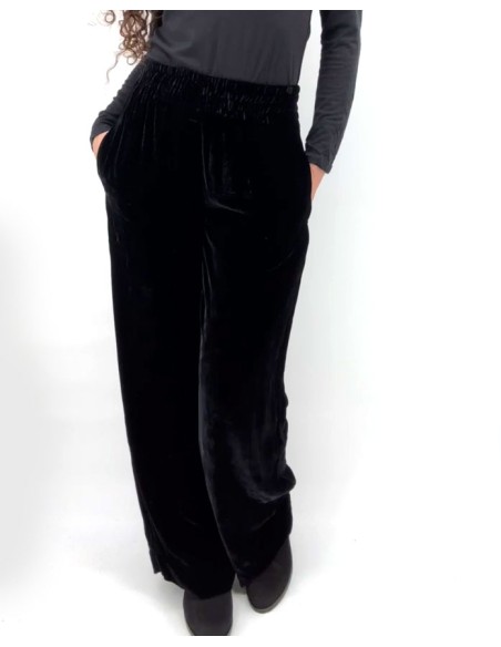 PANTALONE IN VELLUTO DI SETA ED ECOVISCOSA “TEJE”