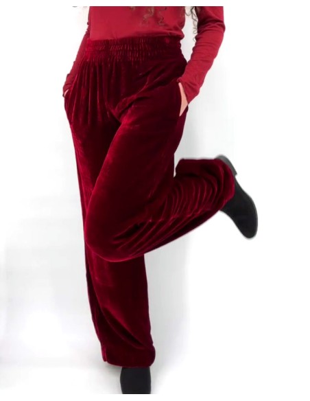 PANTALONE IN VELLUTO DI SETA ED ECOVISCOSA “TEJE”