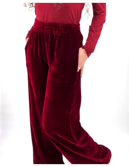 PANTALONE IN VELLUTO DI SETA ED ECOVISCOSA “TEJE”