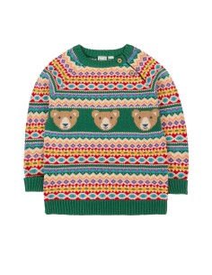 MAGLIONCINO BIMBO IN COTONE BIOLOGICO "FAIRISLE ORSO"