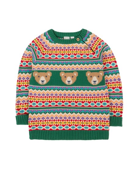 MAGLIONCINO BIMBO IN COTONE BIOLOGICO "FAIRISLE ORSO"