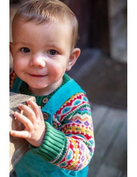 MAGLIONCINO BIMBO IN COTONE BIOLOGICO "FAIRISLE ORSO"