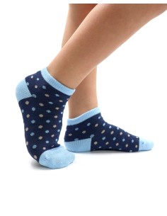 CALZINI CORTI BAMBINI IN BAMBU "MIX POIS" - NAVY