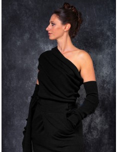 SCALDABRACCIA LUNGHI IN LANA E CASHMERE "MJSTIC" - NERO