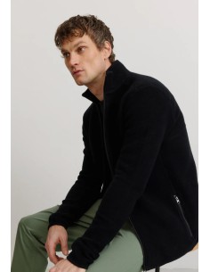 FELPA IN PILE DI COTONE BIOLOGICO CON ZIP "BUXUS" - NERO 2