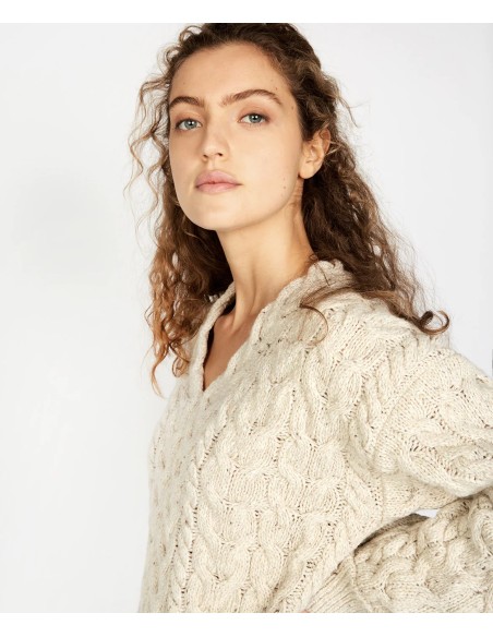 MAGLIONE IN LANA IRLANDESE E CASHMERE A V "HAPPENNY"