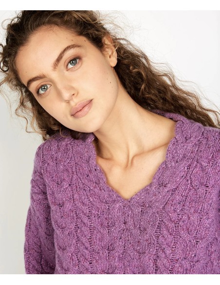 MAGLIONE IN LANA IRLANDESE E CASHMERE A V "HAPPENNY"