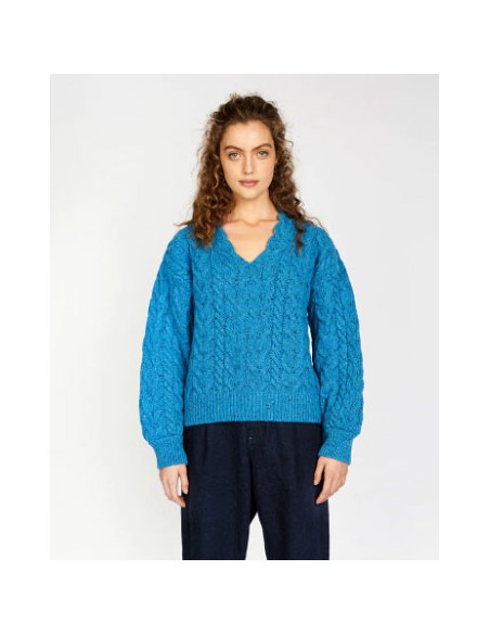 MAGLIONE IN LANA IRLANDESE E CASHMERE A V "HAPPENNY"