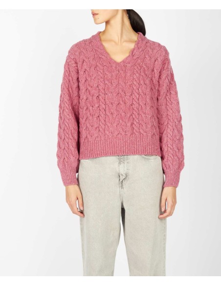 MAGLIONE IN LANA IRLANDESE E CASHMERE A V "HAPPENNY"