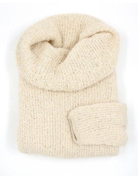 MAGLIONE COLLO MORBIDO IN  BABY ALPACA, SETA E LINO "ASTURIAS"