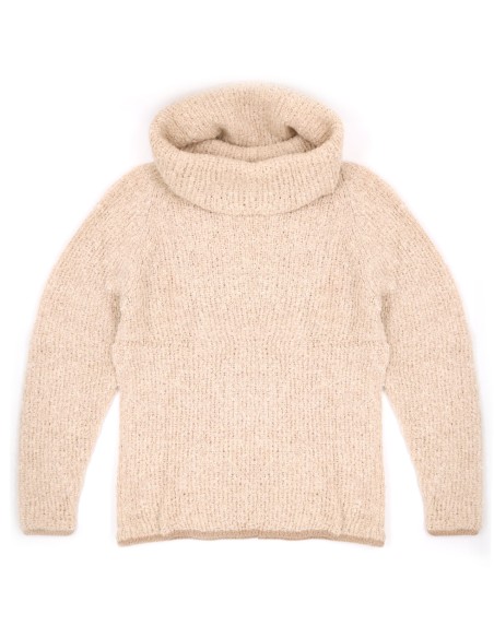 MAGLIONE COLLO MORBIDO IN  BABY ALPACA, SETA E LINO "ASTURIAS"