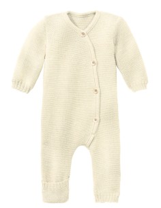 TUTINA NEONATO IN LANA MERINO BIOLOGICA A TRICOT - NATURALE