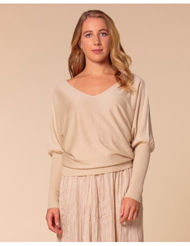 MAGLIA SCOLLO "V" CASHMIRETTA IN SETA E...