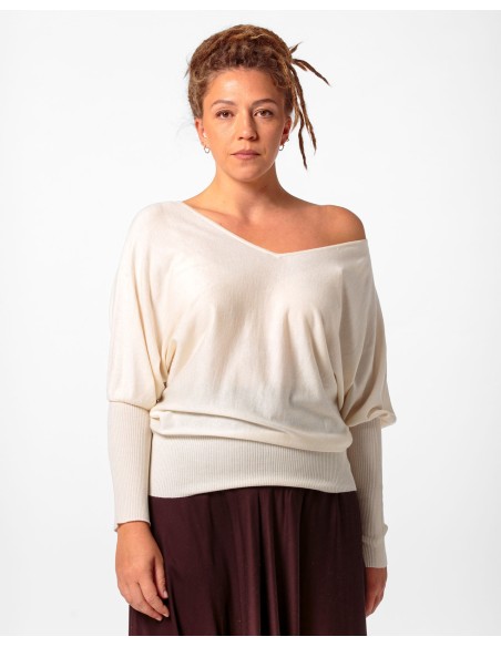 MAGLIA SCOLLO "V" CASHMIRETTA IN SETA E CASHMERE "ELISA"