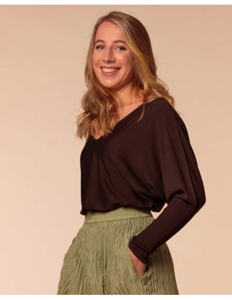 MAGLIA SCOLLO "V" CASHMIRETTA IN SETA E CASHMERE "ELISA"