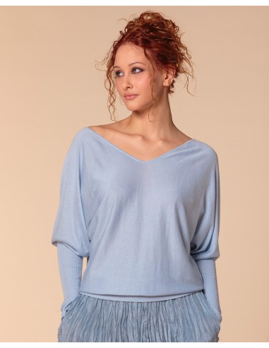 MAGLIA SCOLLO "V" CASHMIRETTA IN SETA E...