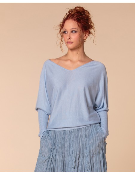 MAGLIA SCOLLO "V" CASHMIRETTA IN SETA E CASHMERE "ELISA"
