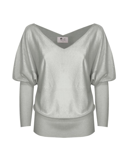MAGLIA SCOLLO "V" CASHMIRETTA IN SETA E CASHMERE "ELISA"