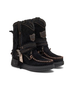 STIVALE INDIANINO CON FRANGE IN PELLE SCAMOSCIATA "ARYA"...