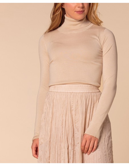 CASHMIRETTA COLLO ALTO IN SETA E CASHMERE "ELENA"