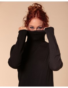 CASHMIRETTA COLLO ALTO IN SETA E CASHMERE "ELENA" - NERO 2