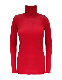 CASHMIRETTA COLLO ALTO IN SETA E CASHMERE "ELENA" - ROSSO