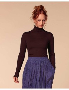 CASHMIRETTA COLLO ALTO IN SETA E CASHMERE "ELENA" - MARRONE 2