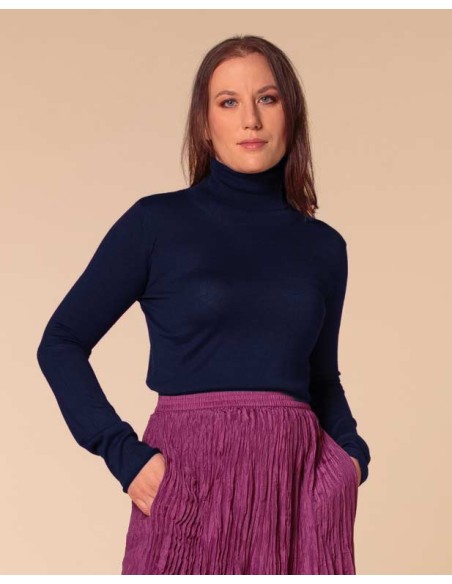 CASHMIRETTA COLLO ALTO IN SETA E CASHMERE "ELENA"